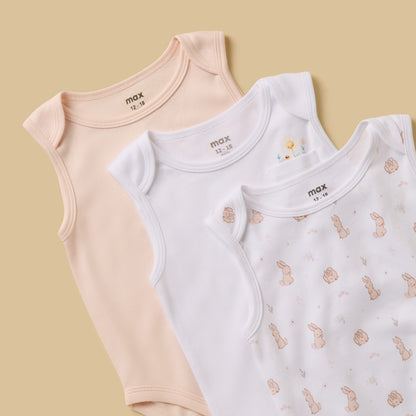 Pack of 3 - Assorted Sleeveless Bodysuit