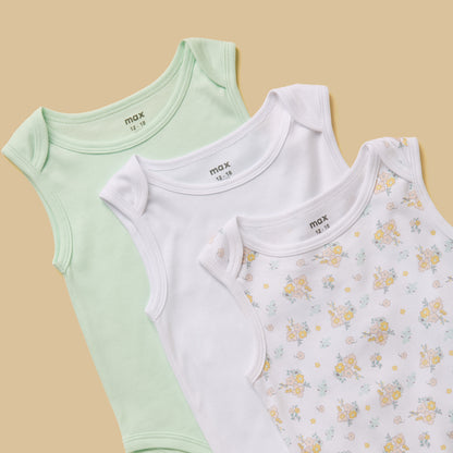 Pack of 3 - Assorted Sleeveless Bodysuit