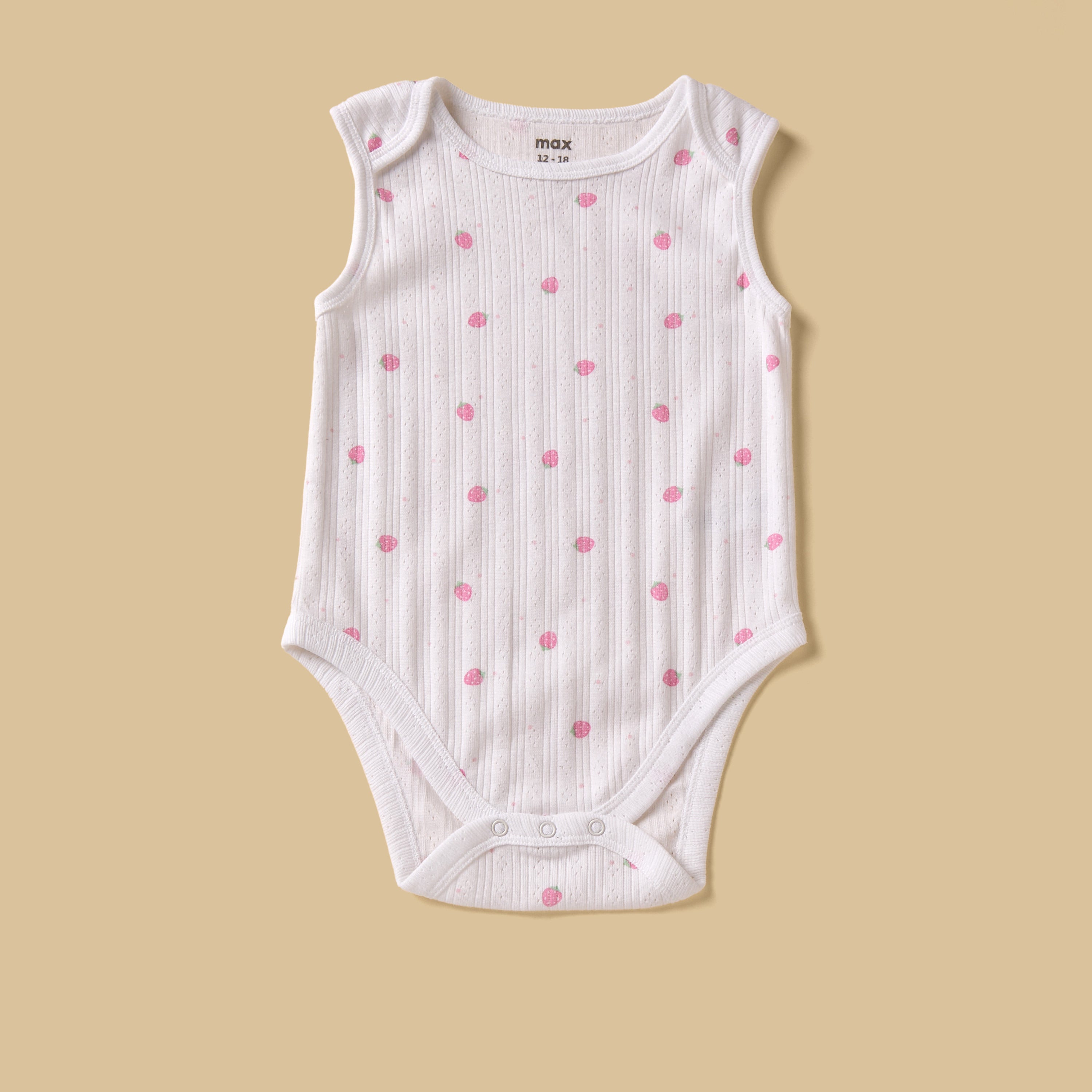 Pack of 3 - Strawberry Print Sleeveless Bodysuit