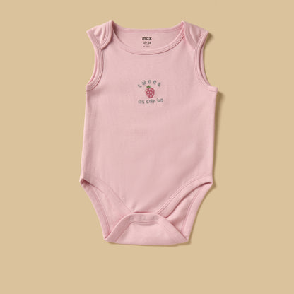 Pack of 3 - Strawberry Print Sleeveless Bodysuit