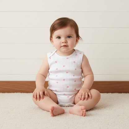 Pack of 3 - Strawberry Print Sleeveless Bodysuit