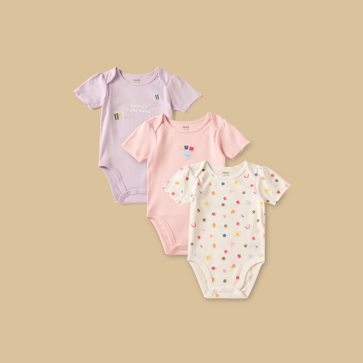 Pack of 3 - Printed Bodysuit