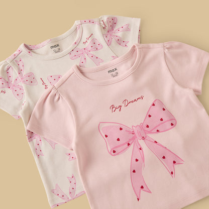 Pack of 2 - Bow Print Cotton Pyjama Set