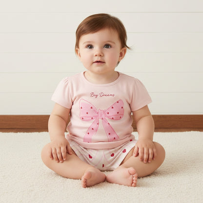 Pack of 2 - Bow Print Cotton Pyjama Set
