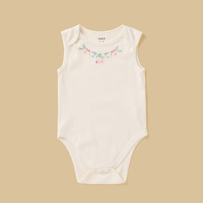 Pack of 5 - Floral Print Sleeveless Cotton Bodysuit