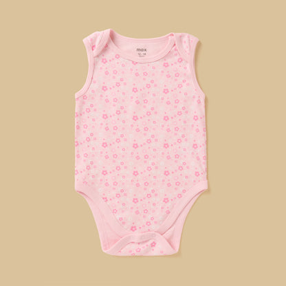 Pack of 5 - Floral Print Sleeveless Cotton Bodysuit