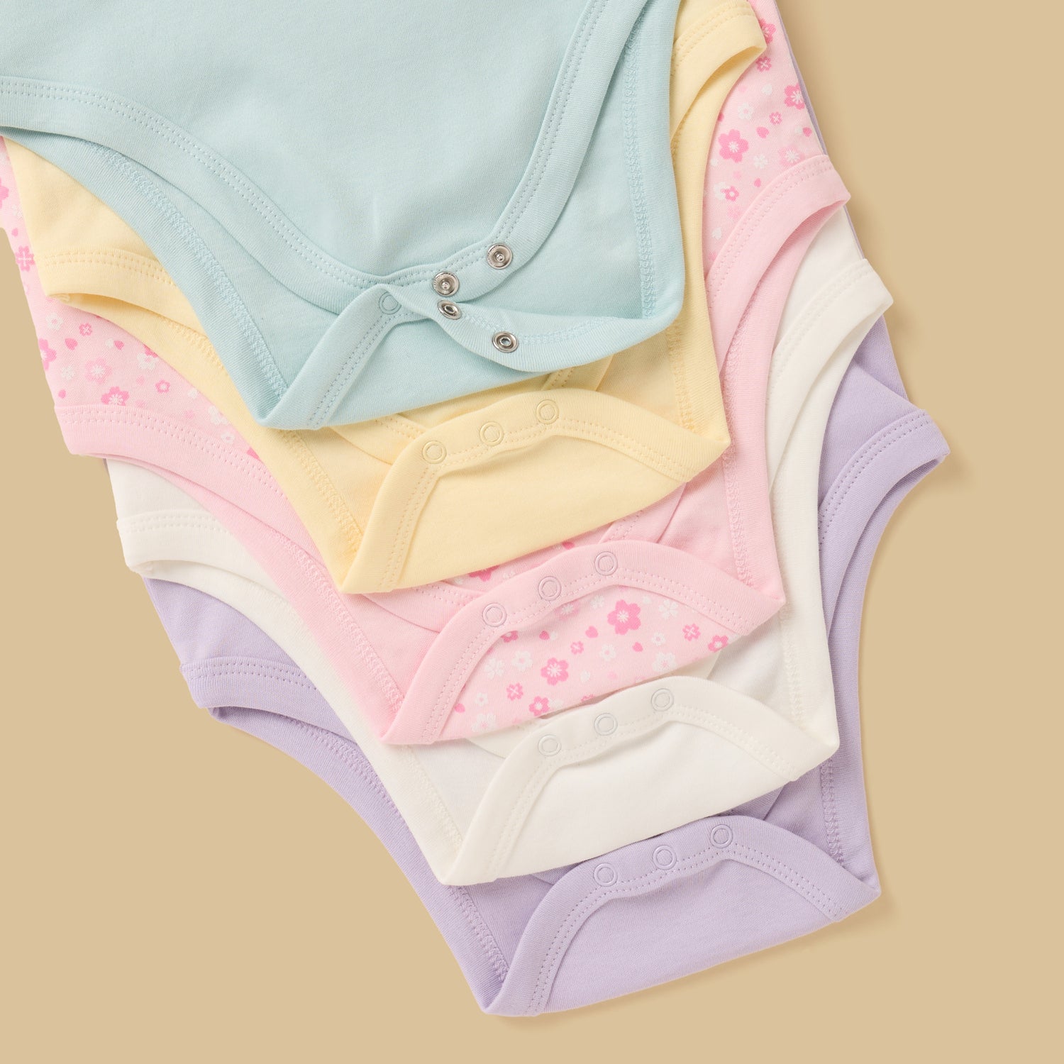 Pack of 5 - Floral Print Sleeveless Cotton Bodysuit