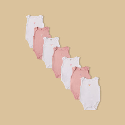 Pack of 7 - Days of the Week Print Cotton Bodysuit - Pink / 12-18 mths