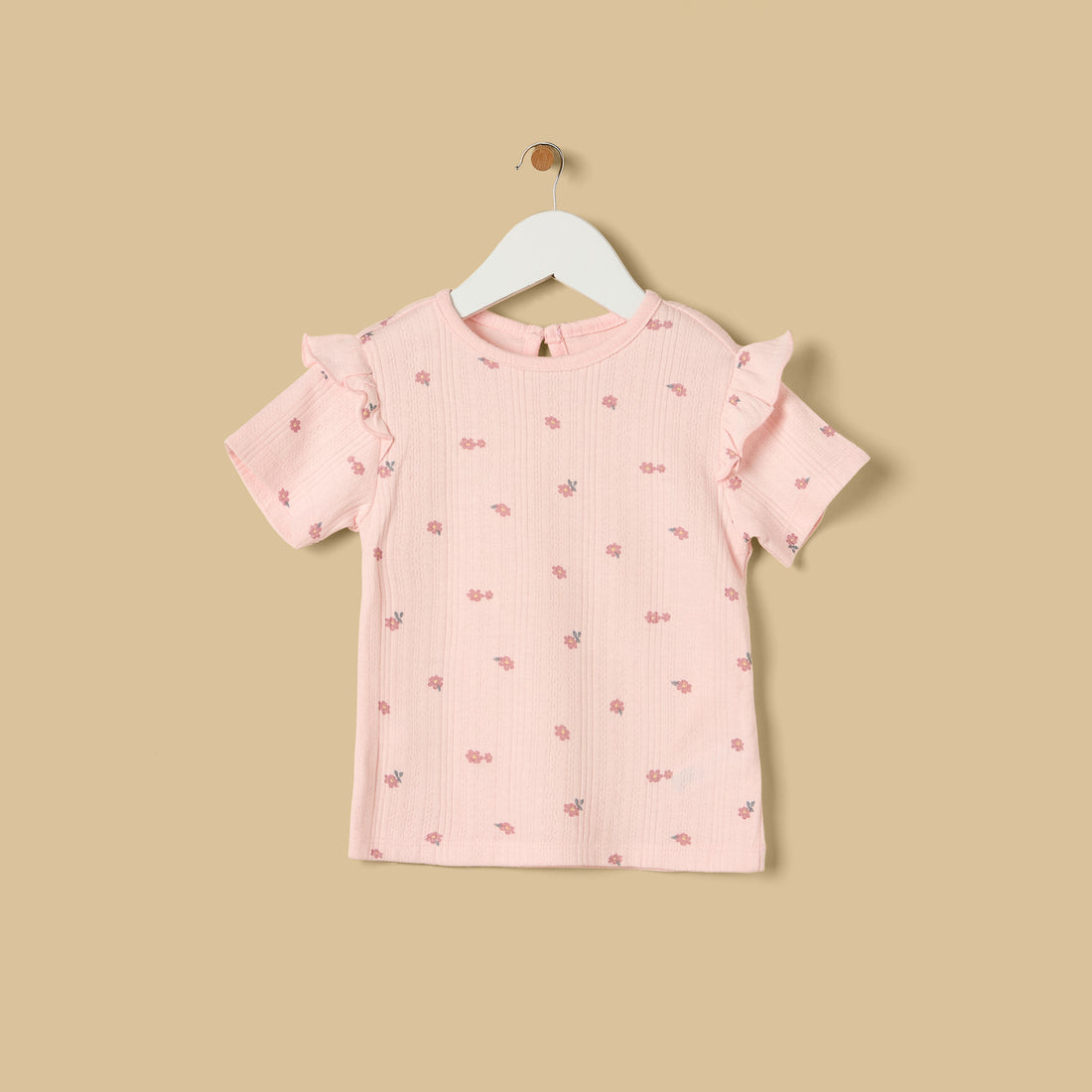 Floral Print Pointelle Cotton Shorts Set