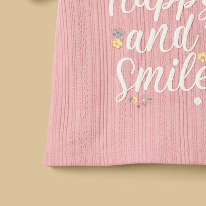 Slogan Print Cotton Shorts Set