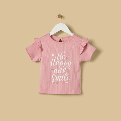 Slogan Print Cotton Shorts Set