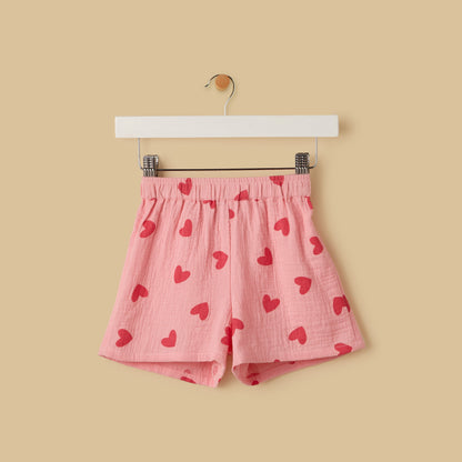 Heart Print Shorts Set