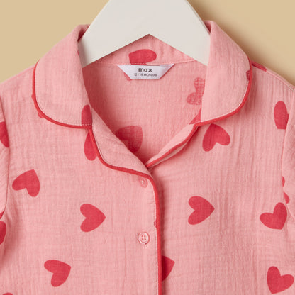 Heart Print Shorts Set
