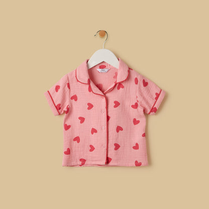 Heart Print Shorts Set