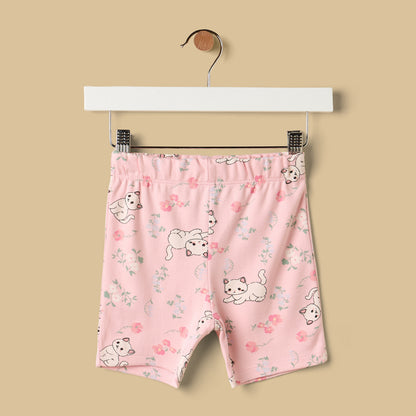 Cat Print Shorts Set