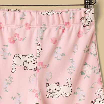 Cat Print Shorts Set