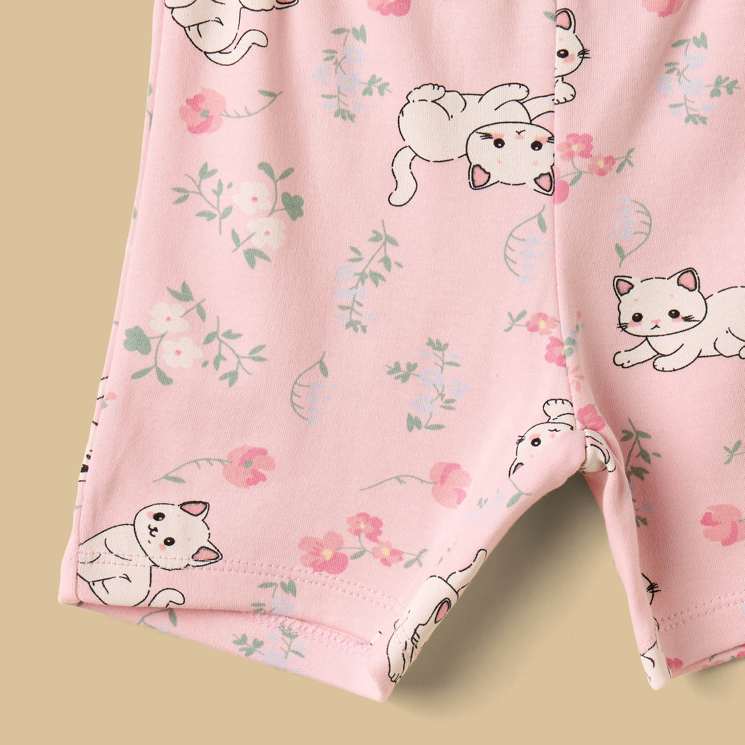 Cat Print Shorts Set