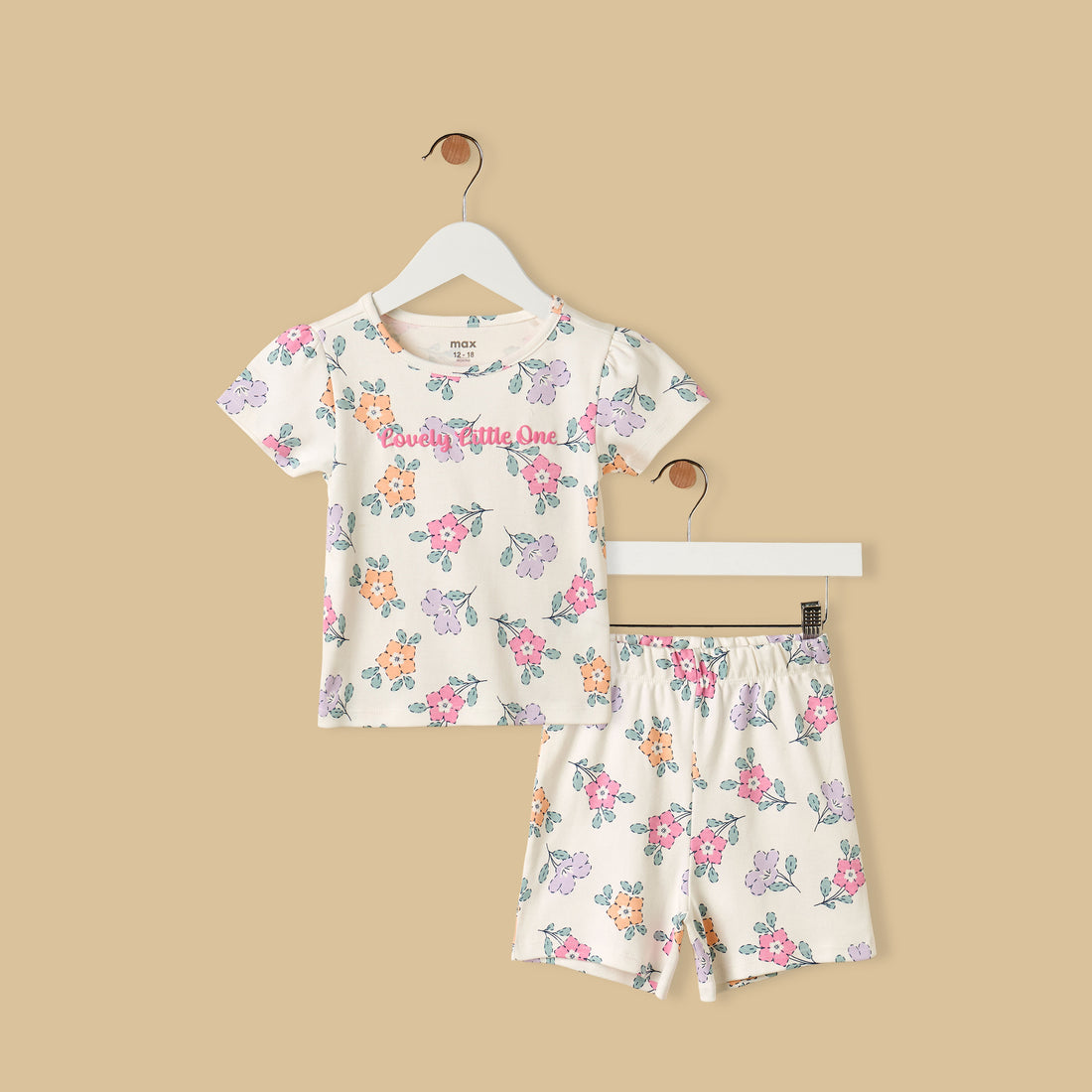 Floral Print Shorts Set - White / 12-18 mths