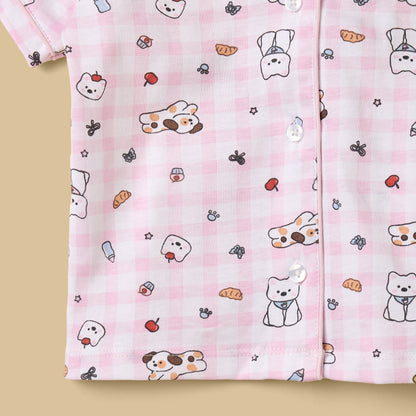 Puppy Print Cotton Shorts Set