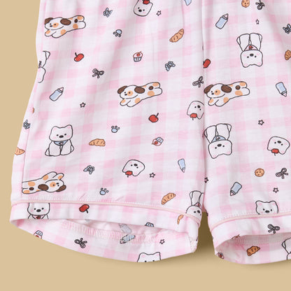 Puppy Print Cotton Shorts Set