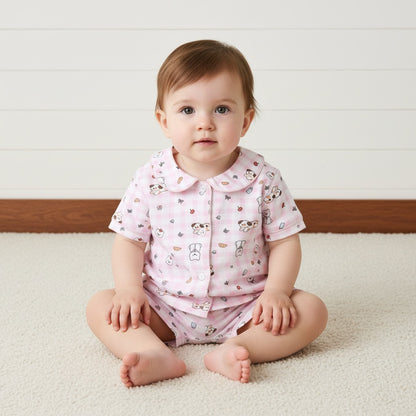 Puppy Print Cotton Shorts Set