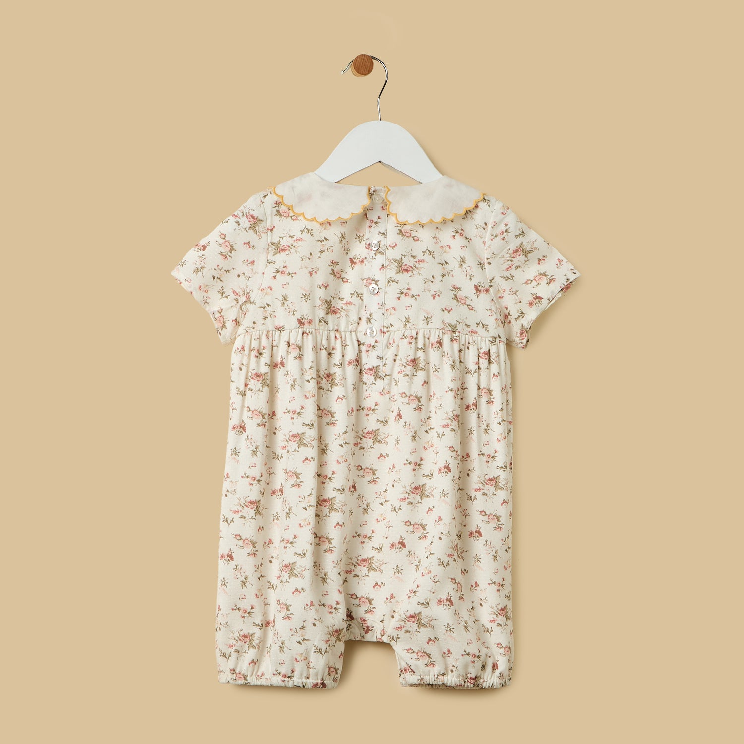 Floral Print Linen Blend Romper with Headband