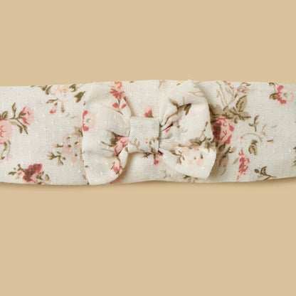 Floral Print Linen Blend Romper with Headband