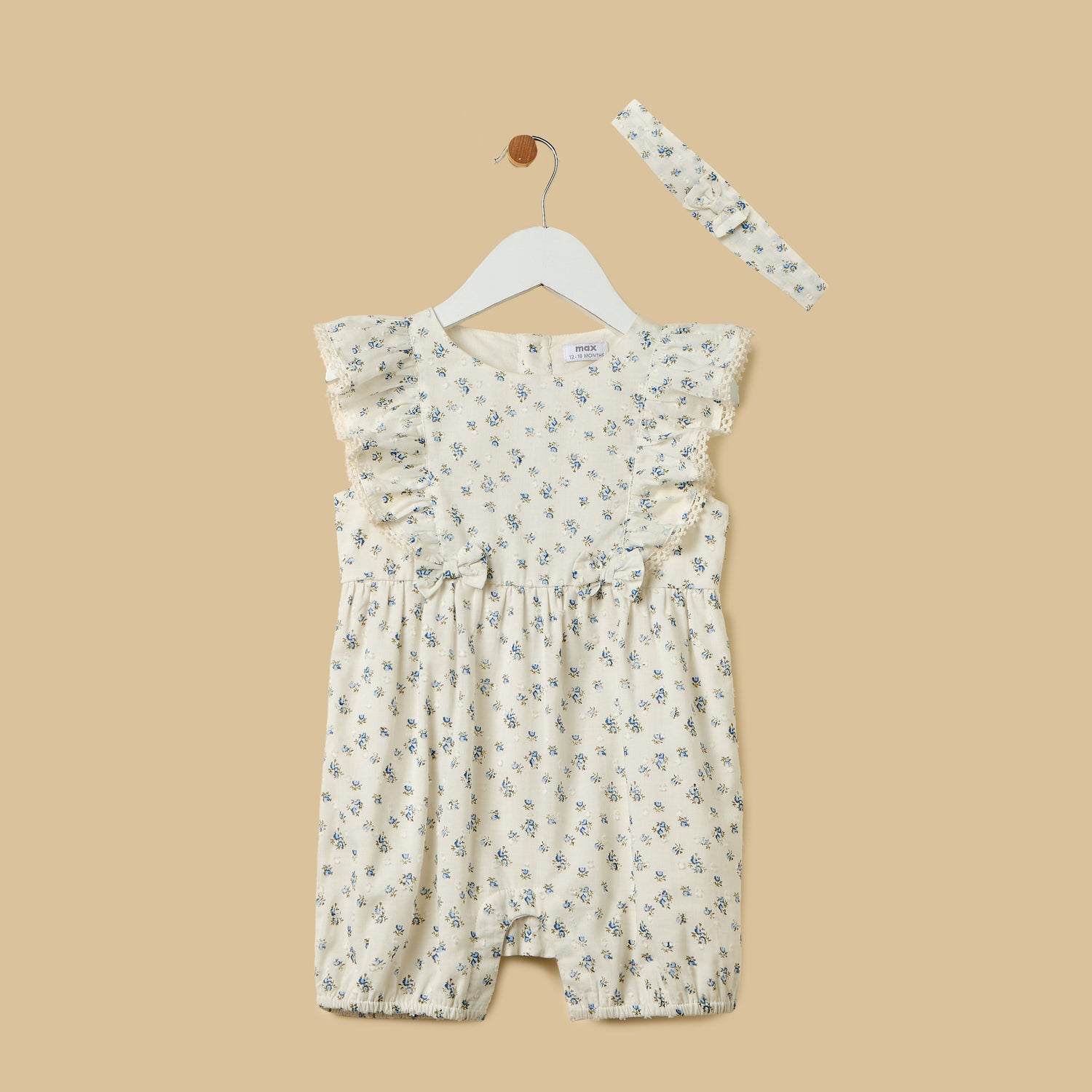 Floral Print Romper with Headband