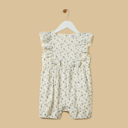 Floral Print Romper with Headband