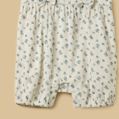 Floral Print Romper with Headband