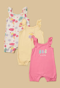 Pack of 3 - Ice Cream Print Sleeveless Romper-undefined-image-1