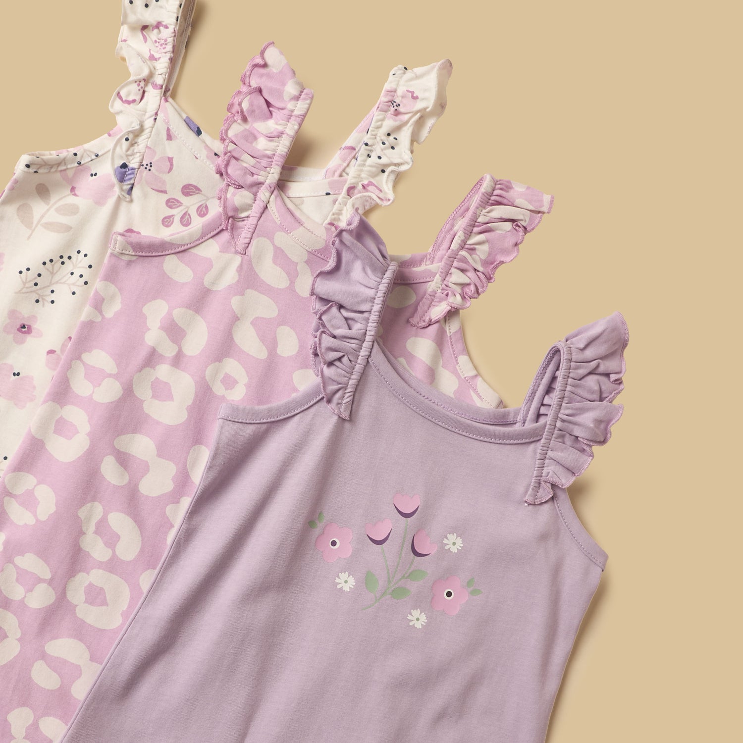 Pack of 3 - Floral Print Sleeveless Cotton Romper