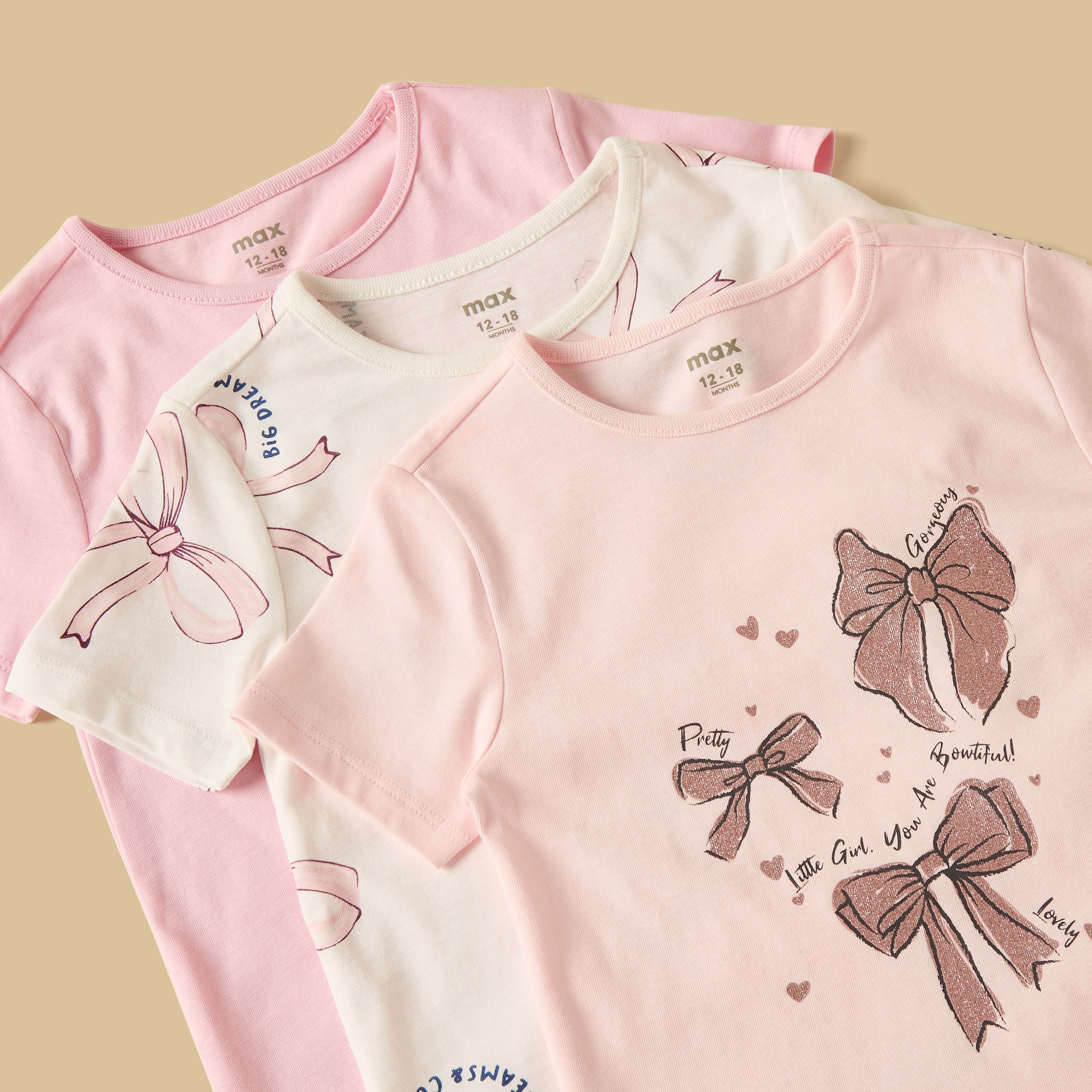 Pack of 3 - Bow Print T-shirt