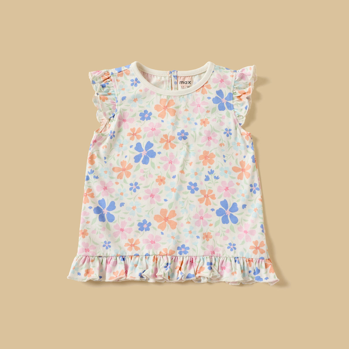 Pack of 3 - Printed Ruffle Trim Cotton Top