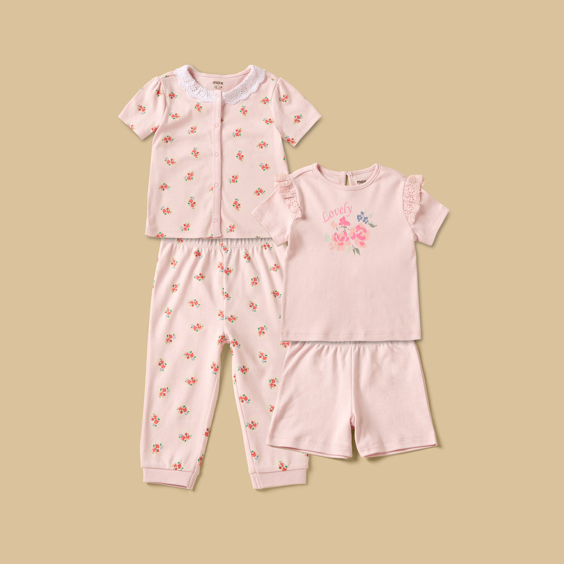 Pack of 2 - Floral Print Pyjama Set - Pink / 12-18 mths