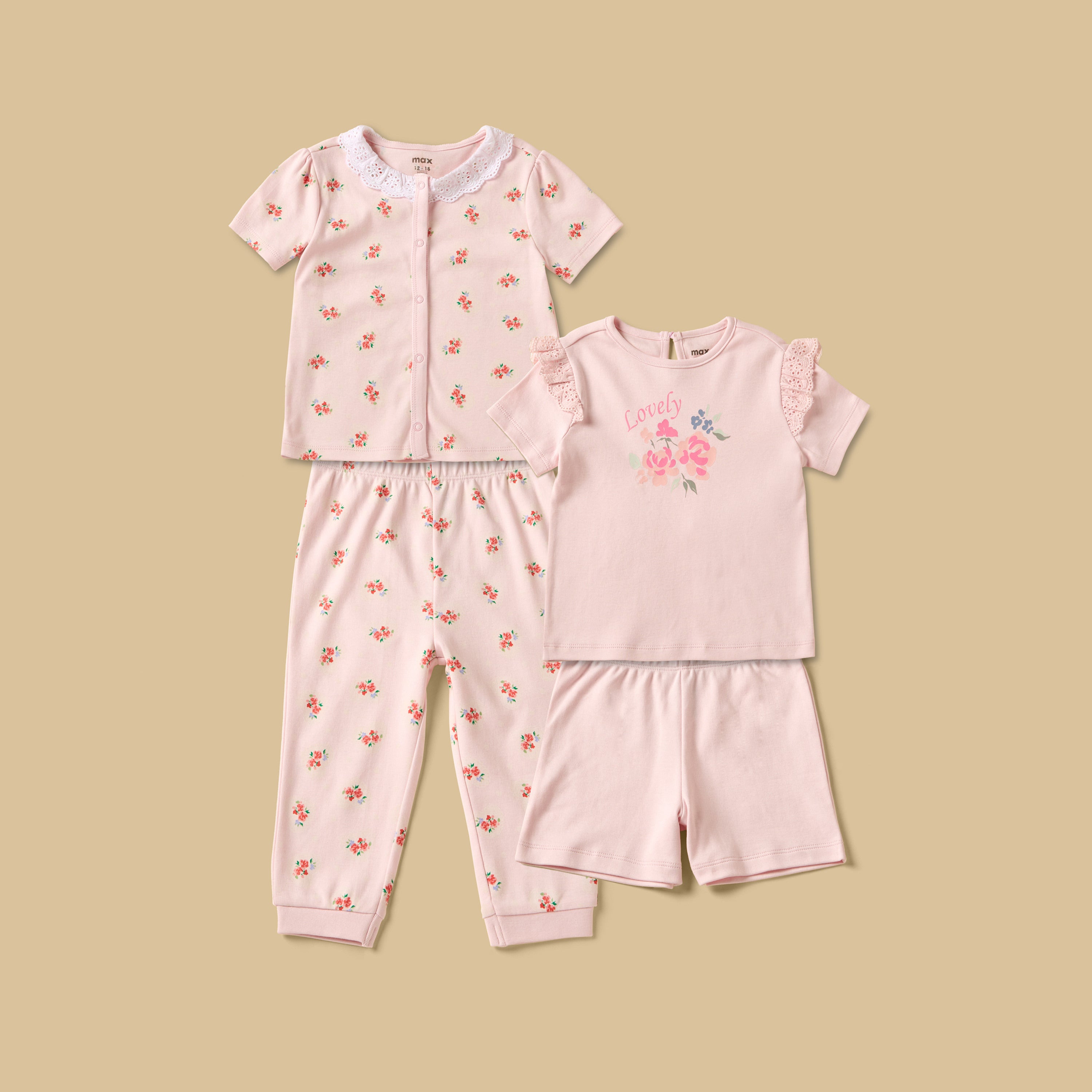 Pack of 2 - Floral Print Pyjama Set - Pink / 12-18 mths