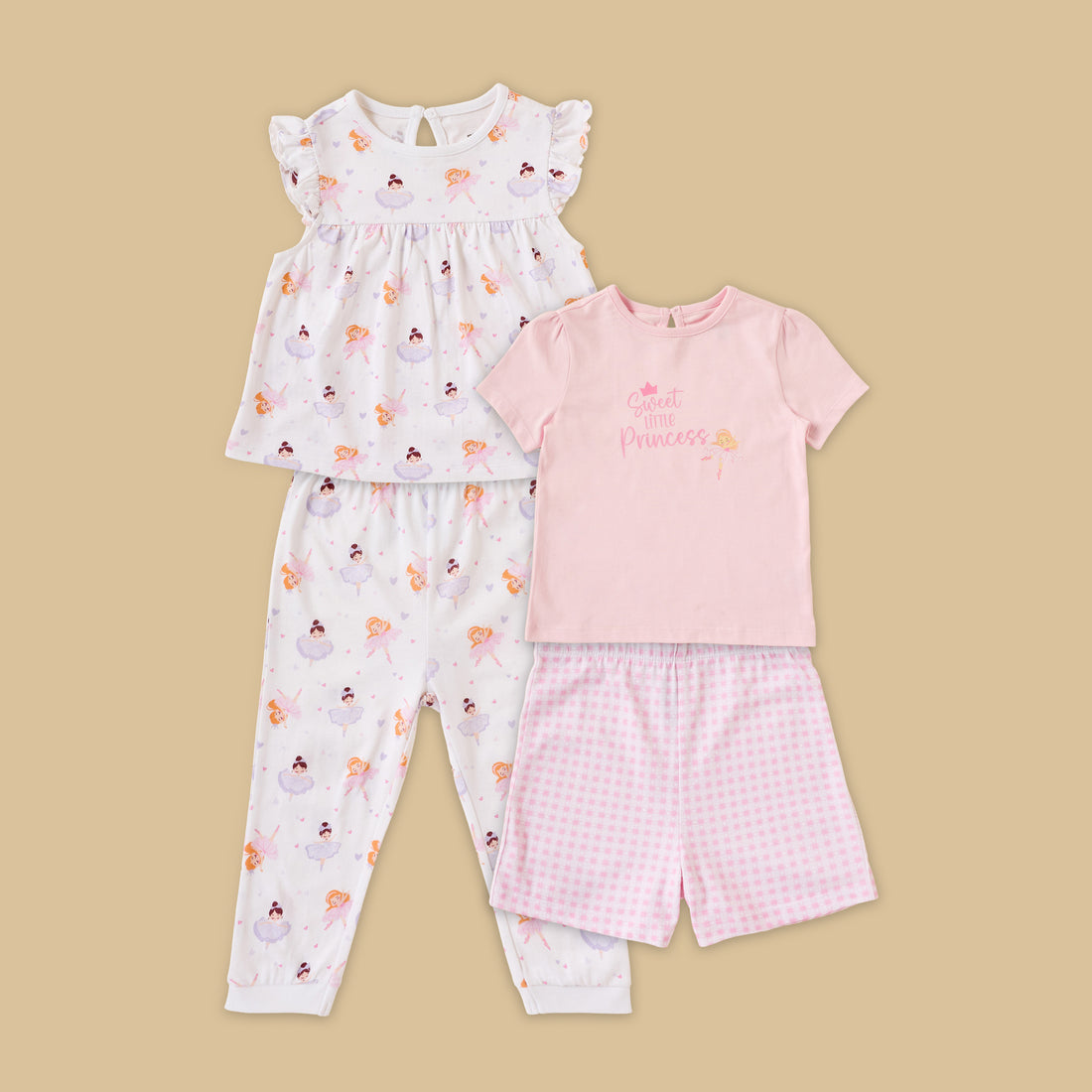 Pack of 2 - Ballerina Print Cotton Pyjama Set - Pink / 12-18 mths