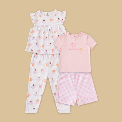Pack of 2 - Ballerina Print Cotton Pyjama Set - Pink / 12-18 mths