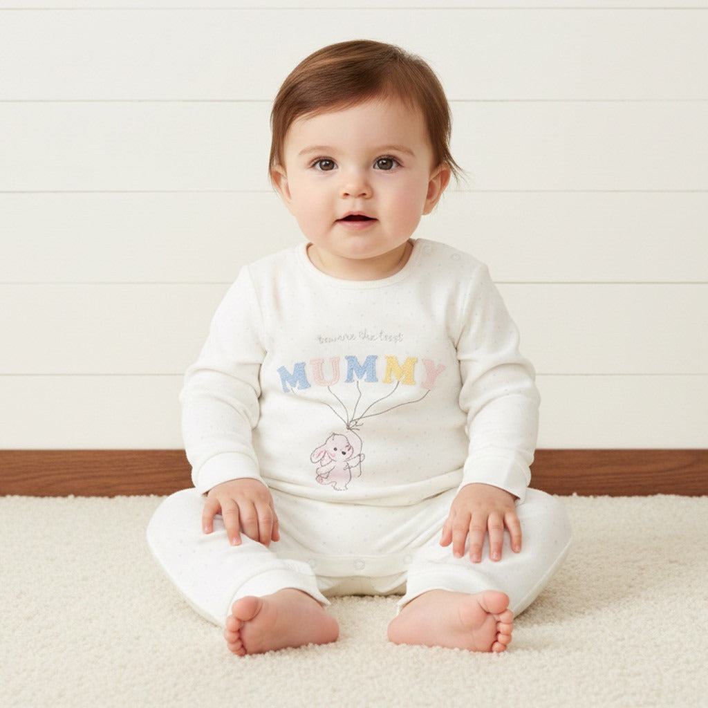 Slogan Print Sleepsuit - White / 12-18 mths