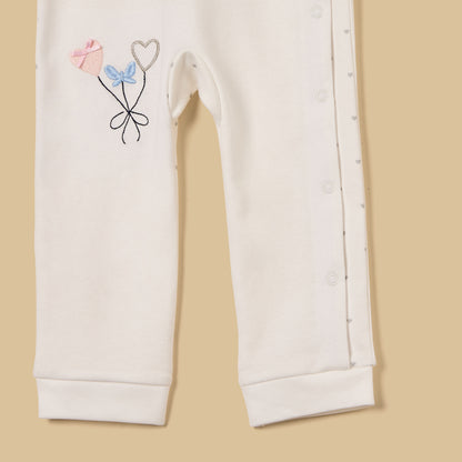 Cat Embroidered Collared Sleepsuit
