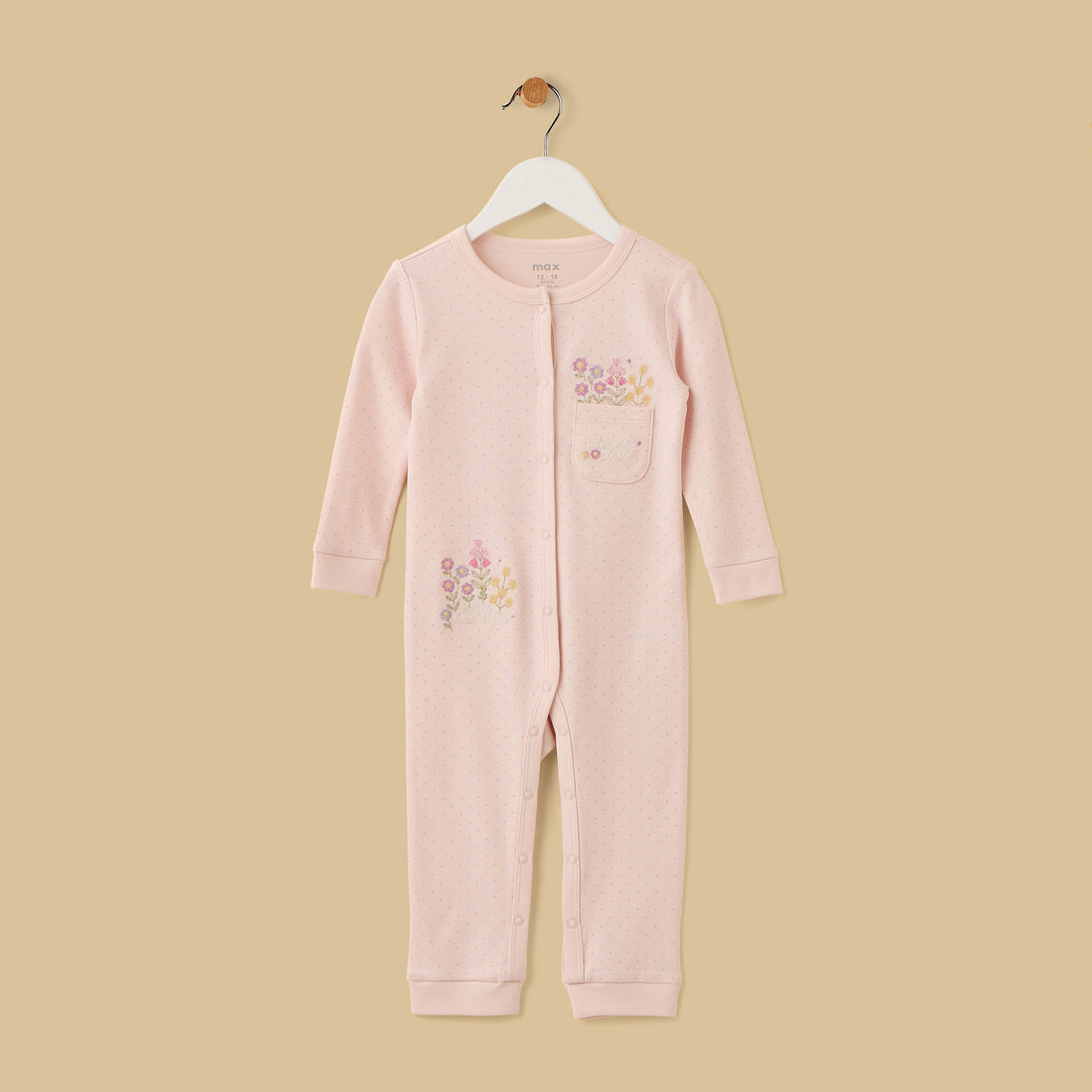 Embroidered Sleepsuit - Pink / 12-18 mths