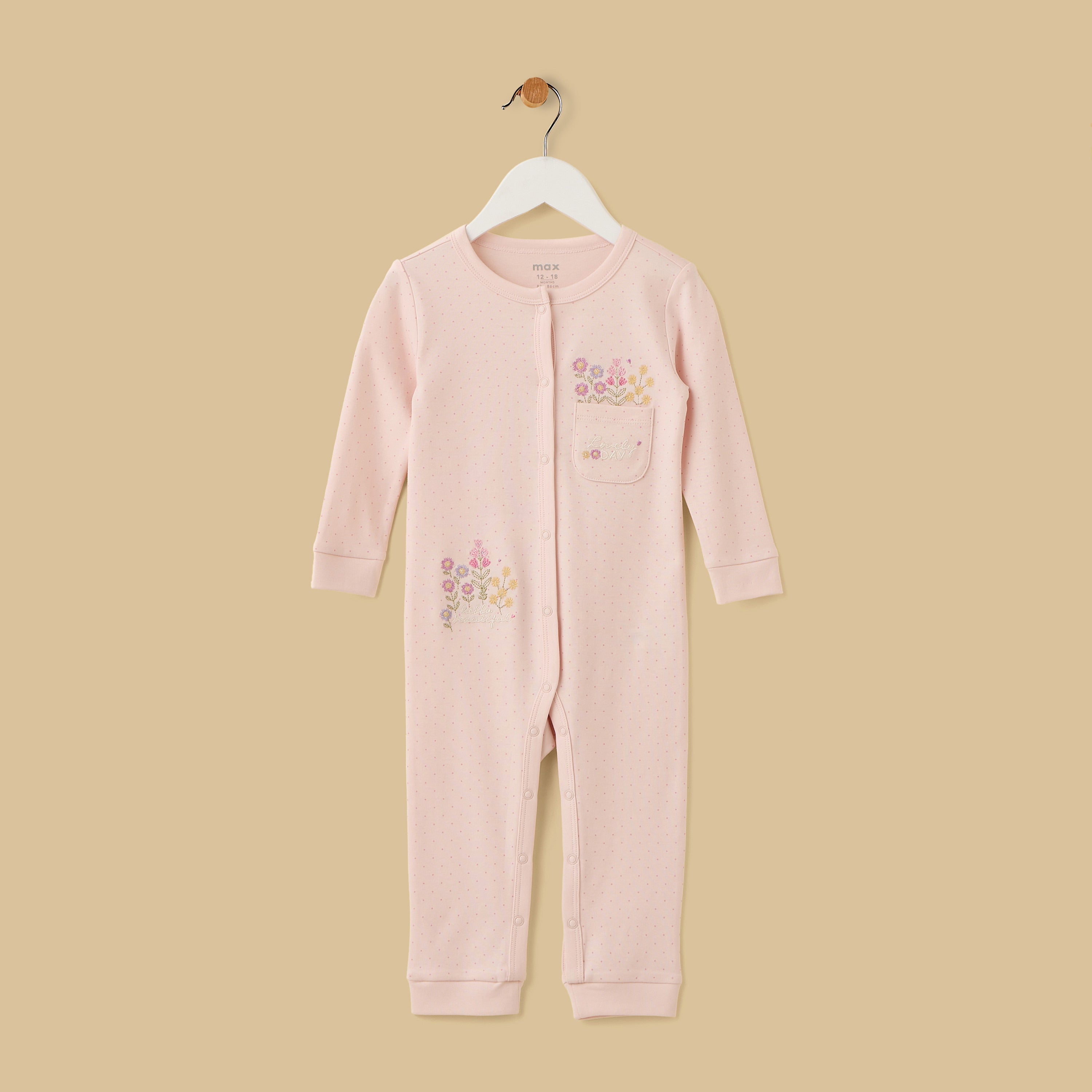 Embroidered Sleepsuit - Pink / 12-18 mths