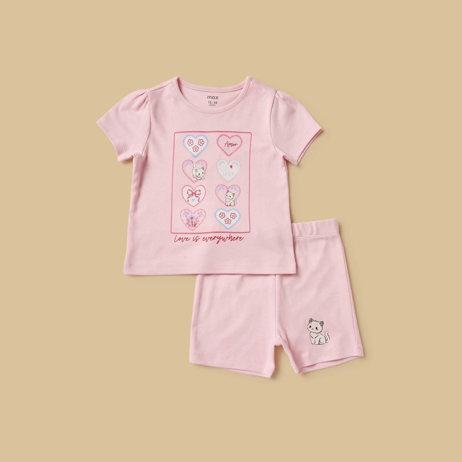 Pack of 2 - Printed Cotton Pyjama Set