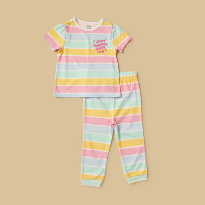 Pack of 2 - Printed Cotton Pyjama Set