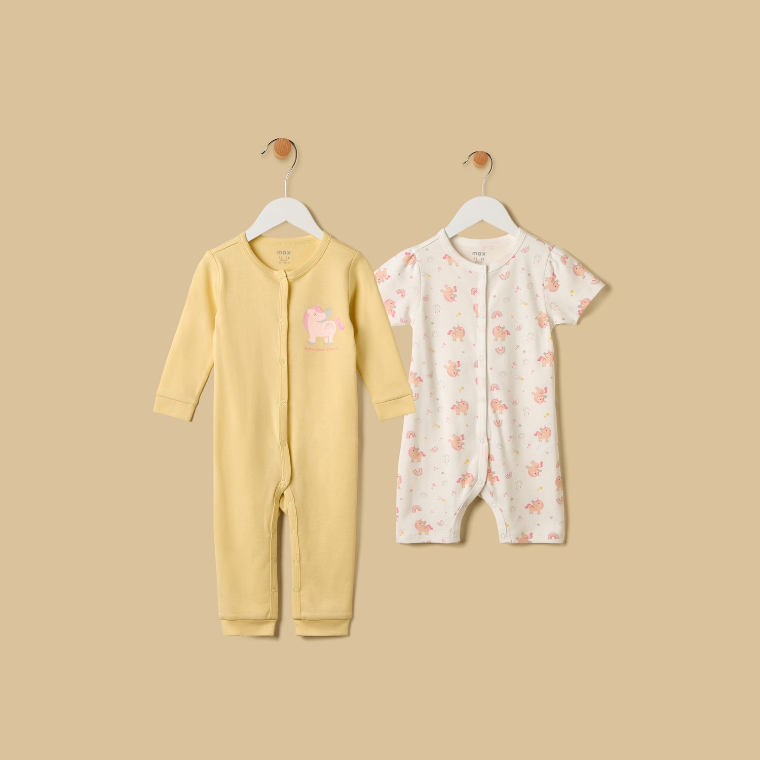 Unicorn Print Romper and Sleepsuit Set - Multicolour / 12-18 mths