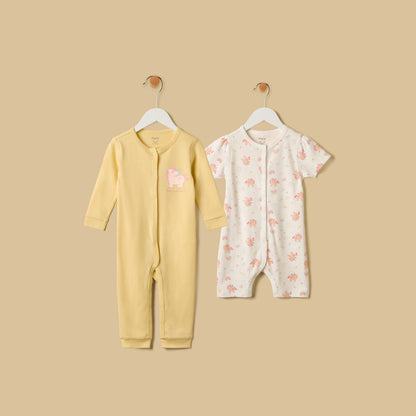 Unicorn Print Romper and Sleepsuit Set - Multicolour / 12-18 mths