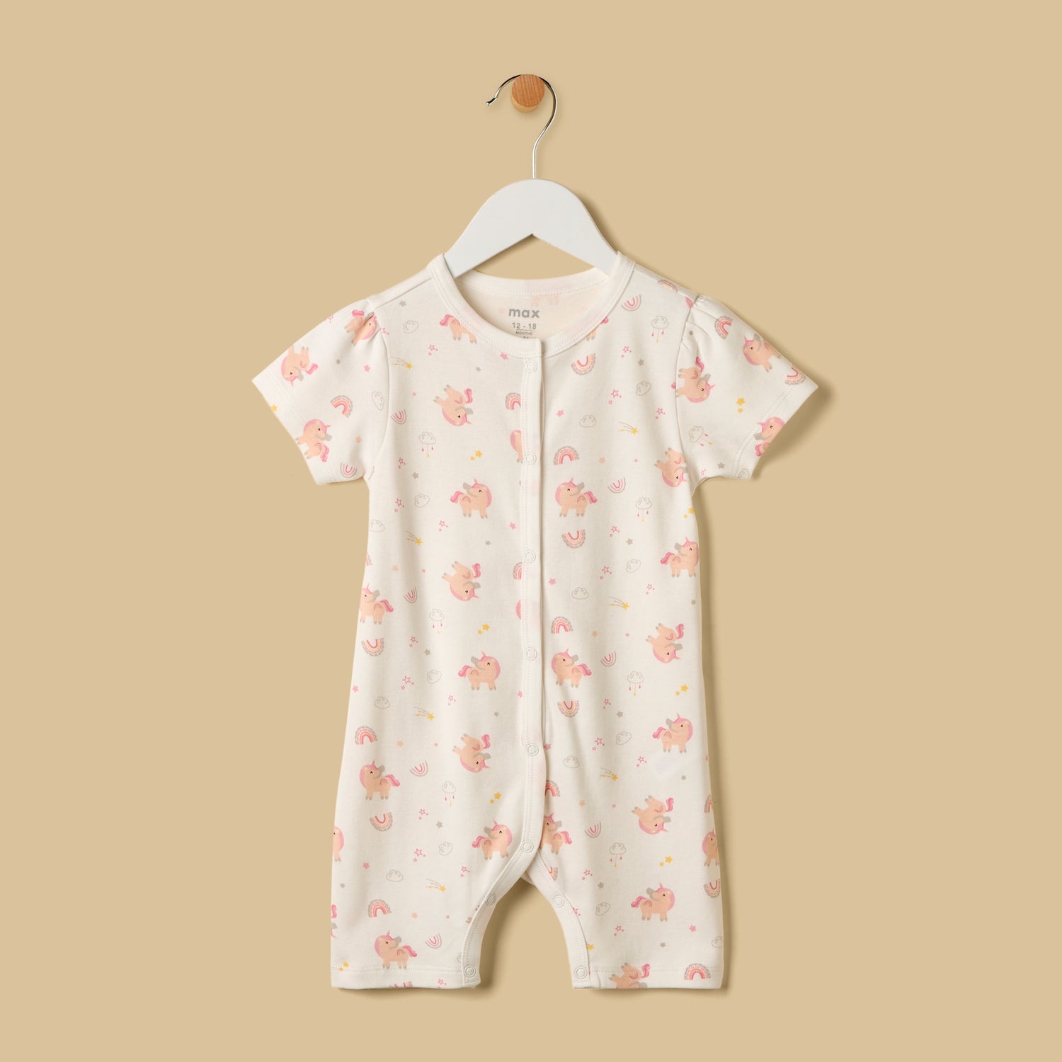 Unicorn Print Romper and Sleepsuit Set