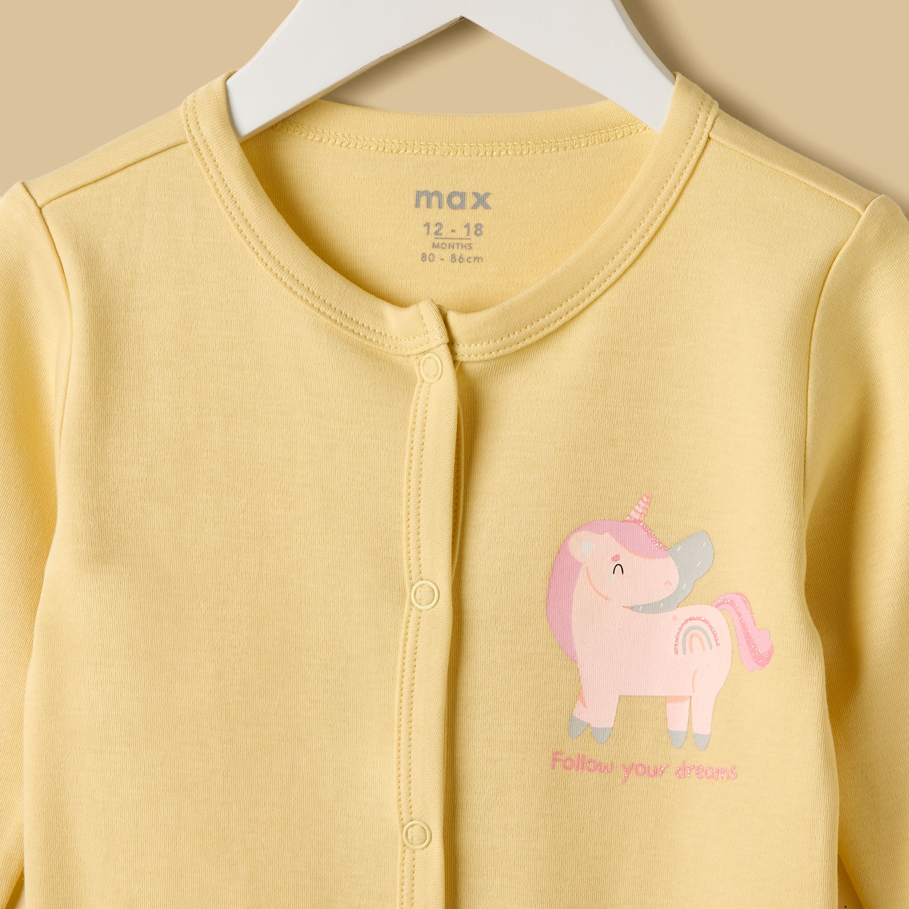 Unicorn Print Romper and Sleepsuit Set