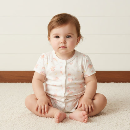 Unicorn Print Romper and Sleepsuit Set