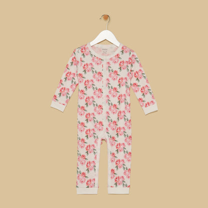 Floral Print Sleepsuit and Romper Set